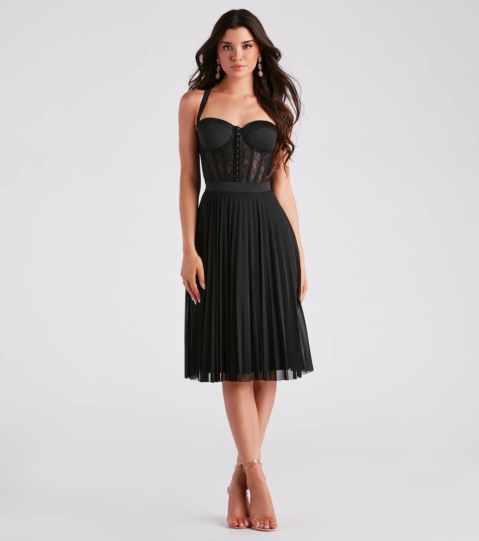 Total Charm Pleated Mesh Midi Skirt - Image 2