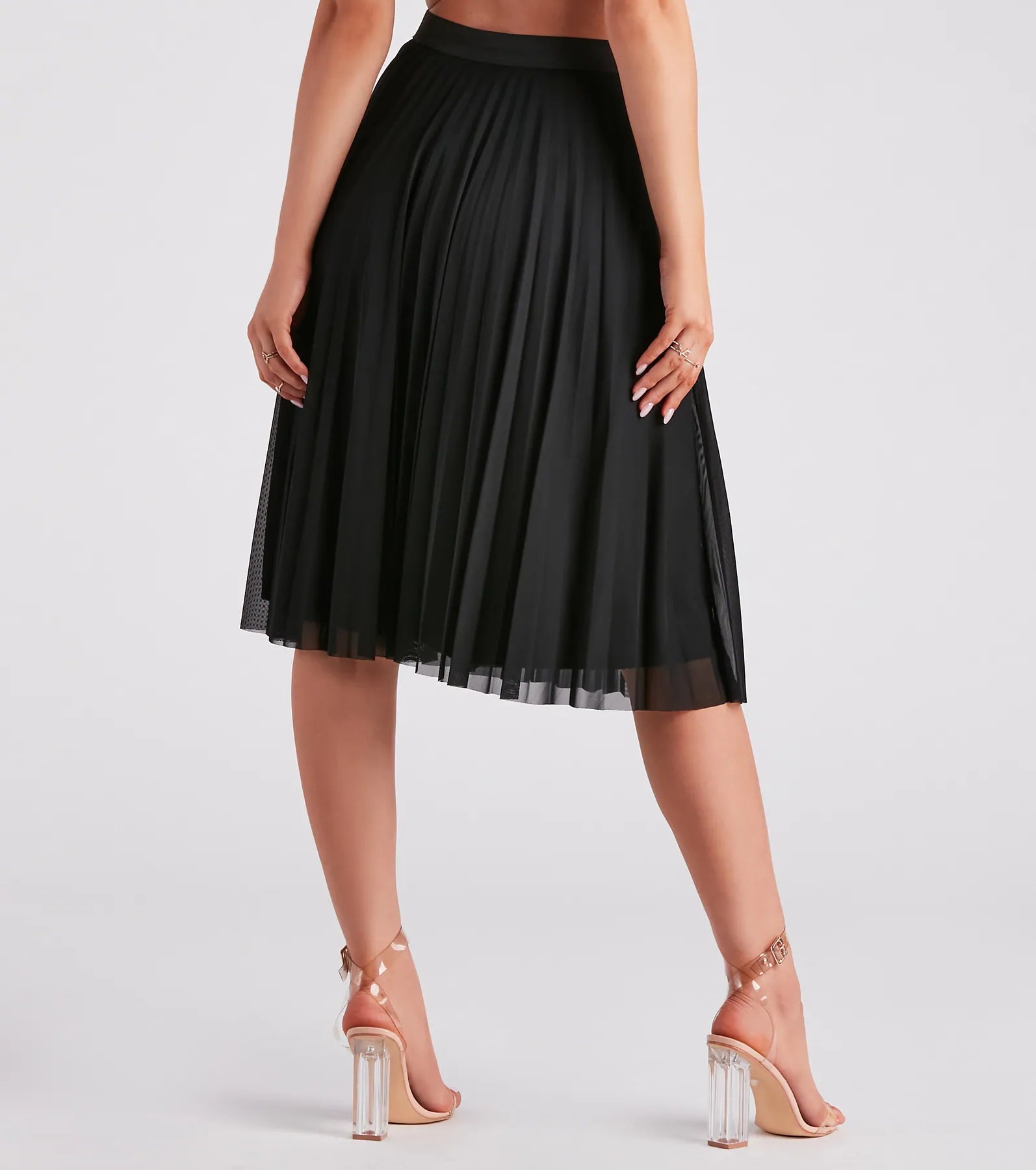 Total Charm Pleated Mesh Midi Skirt - Image 3