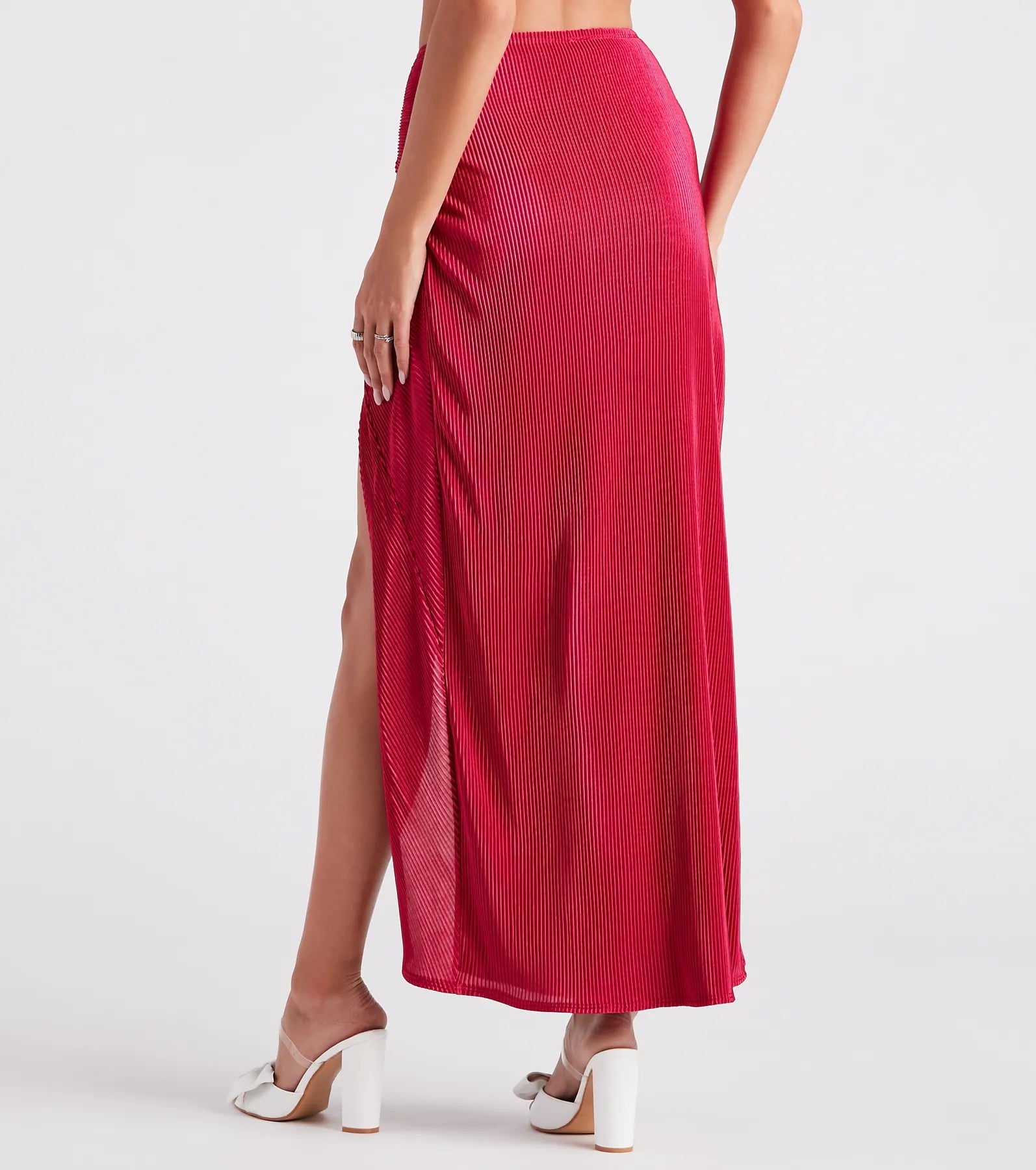 Always Impressed Satin Pleated Maxi Skirt - Image 3