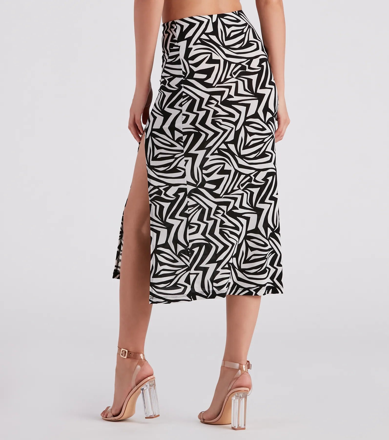 Artsy Mind Crepe Abstract Midi Skirt - Image 2
