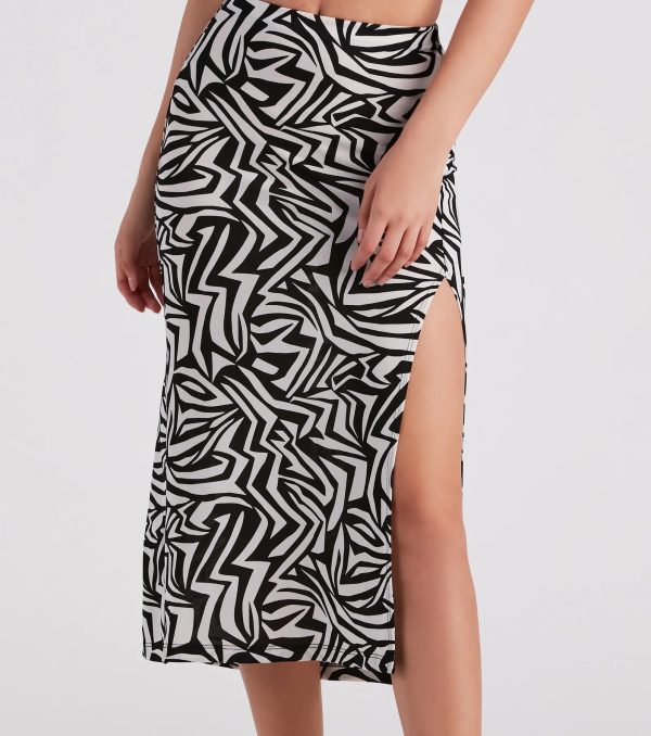 Artsy Mind Crepe Abstract Midi Skirt - Image 4