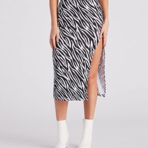 Wild Style Zebra Print Midi Skirt