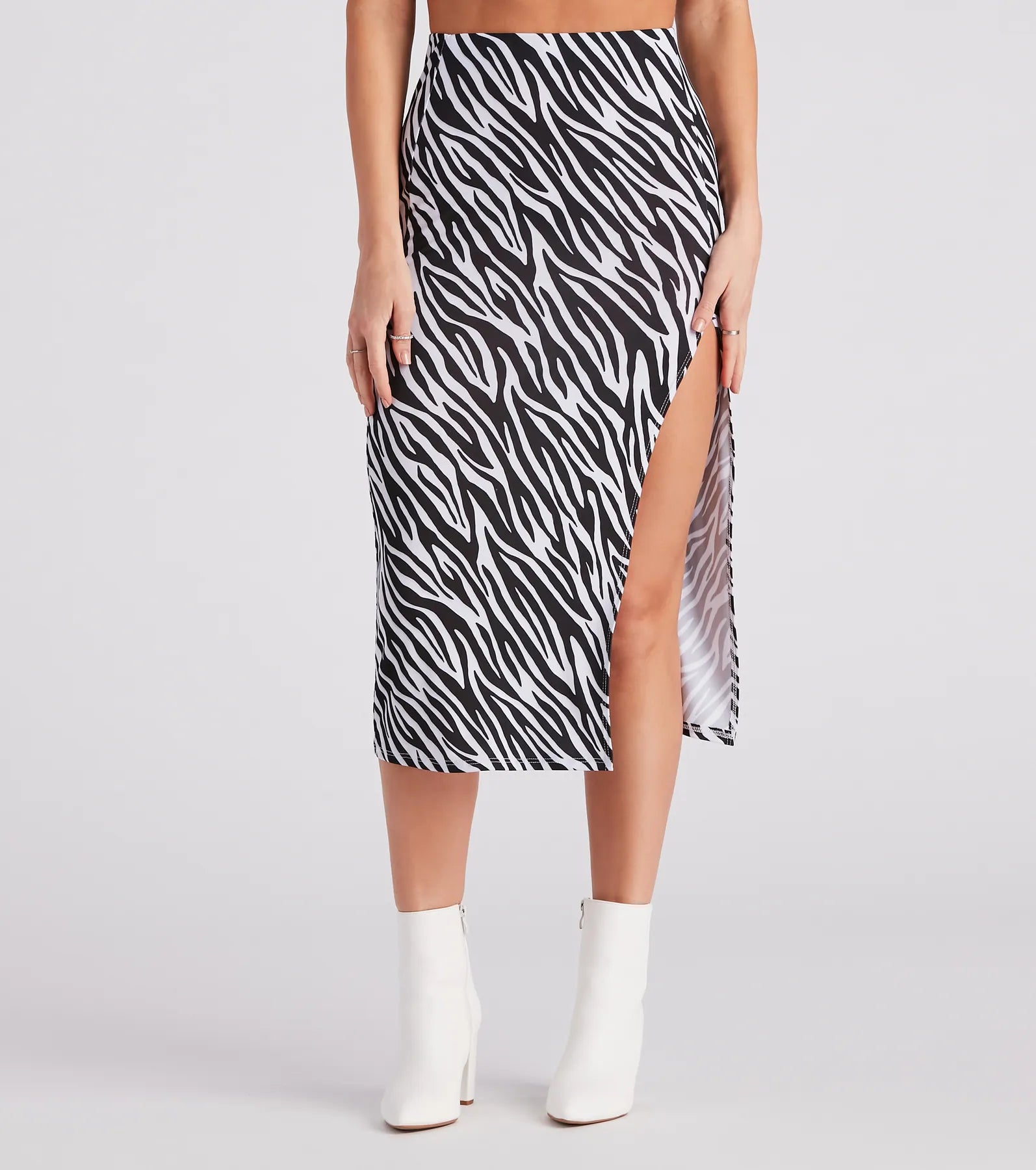 Wild Style Zebra Print Midi Skirt