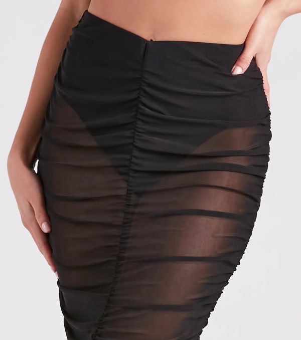 Sheerly Sexy Ruched Midi Skirt - Image 4