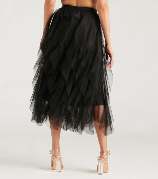 A Little Drama Ruffled Tulle Midi Skirt - Image 7