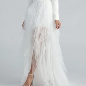 Korrie Formal High-Rise Tulle Slit Maxi Skirt