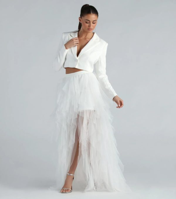 Korrie Formal High-Rise Tulle Slit Maxi Skirt - Image 2