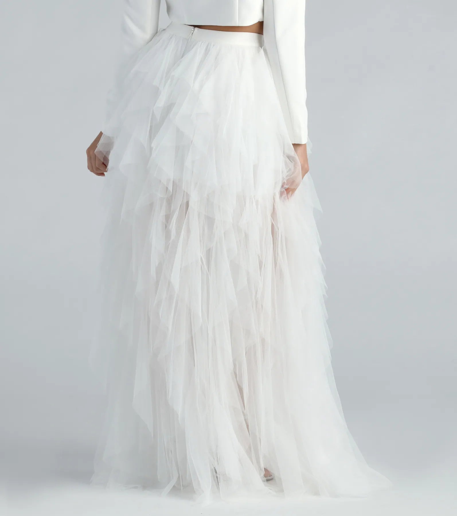 Korrie Formal High-Rise Tulle Slit Maxi Skirt - Image 3