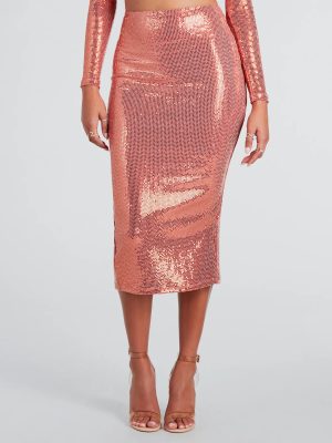 Enticing Sparkle Sequin Midi Skirt