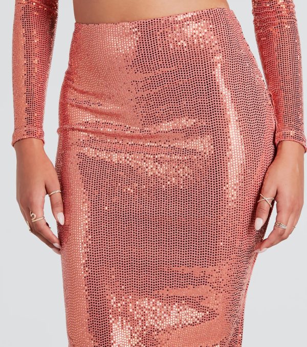 Enticing Sparkle Sequin Midi Skirt - Image 4