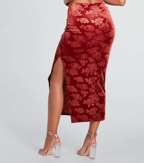 Loves Me Velvet Floral Midi Skirt - Image 3
