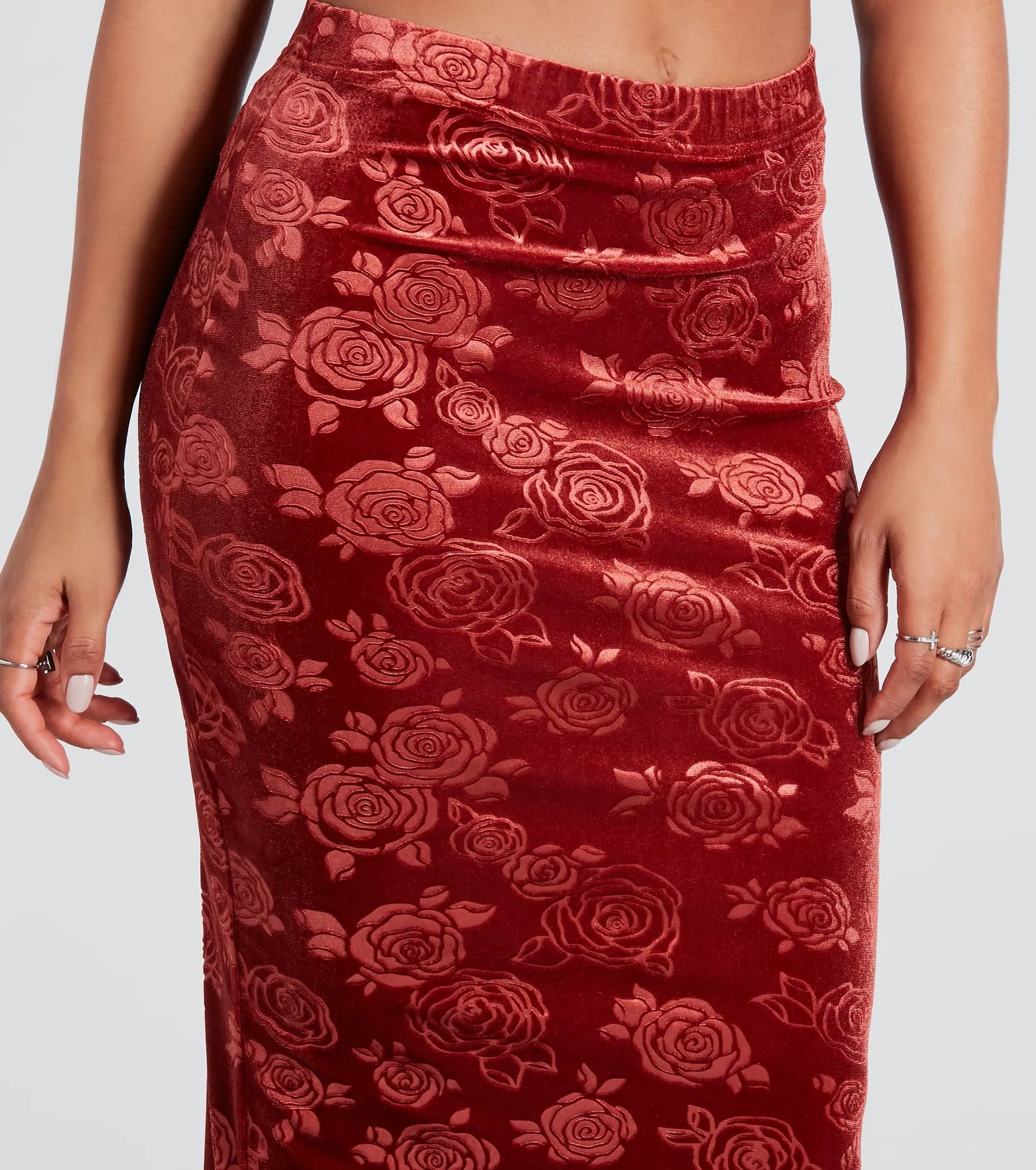 Loves Me Velvet Floral Midi Skirt - Image 4
