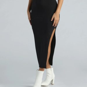 Show Off Your Curves Smooth Knit Midi Skirt