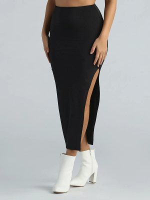 Show Off Your Curves Smooth Knit Midi Skirt