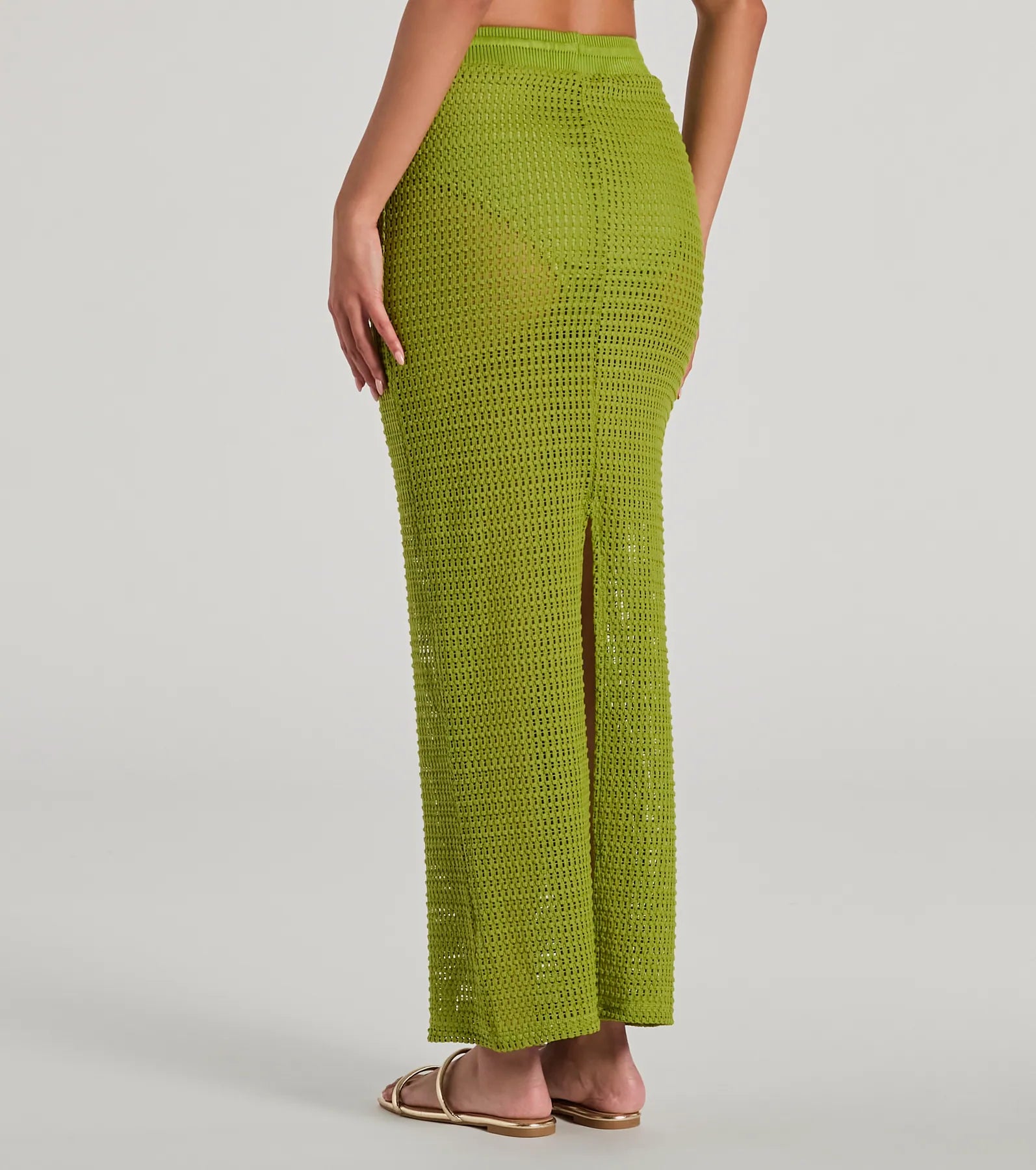 Sunny Chic High Slit Crochet Maxi Skirt - Image 2