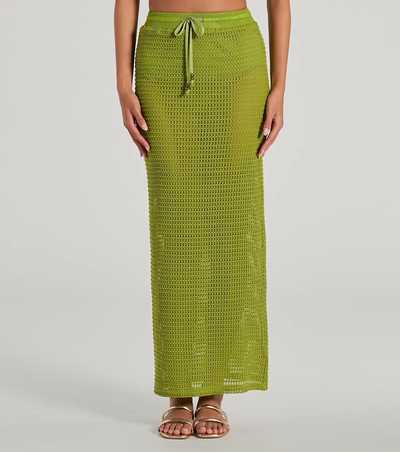 Sunny Chic High Slit Crochet Maxi Skirt - Image 4