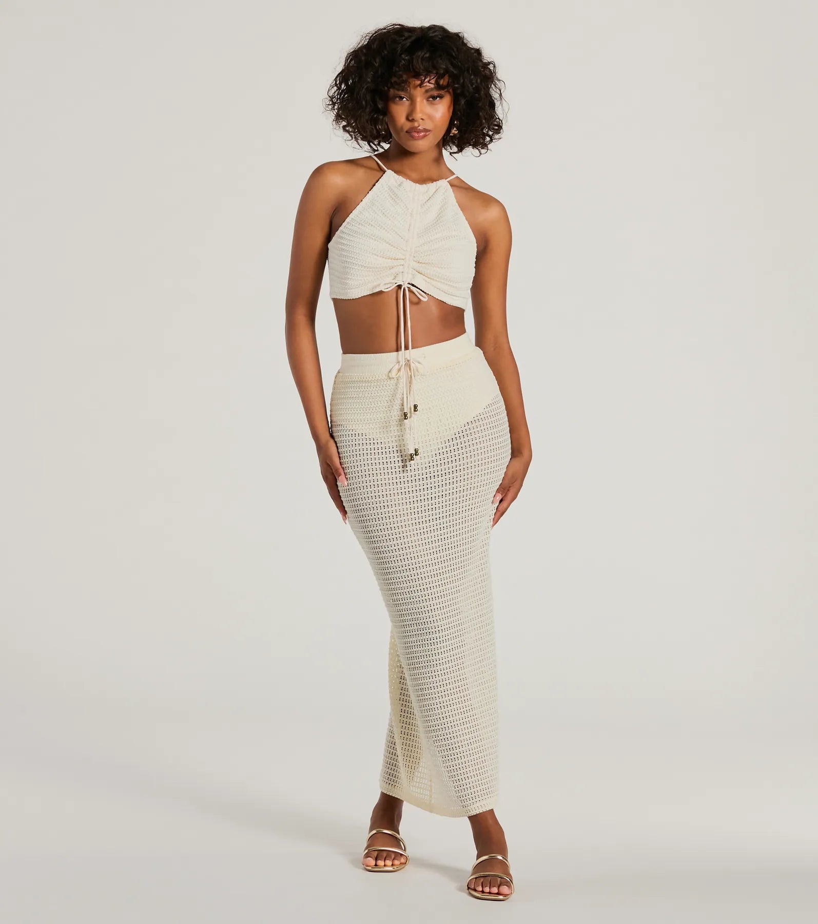 Sunny Chic High Slit Crochet Maxi Skirt - Image 5