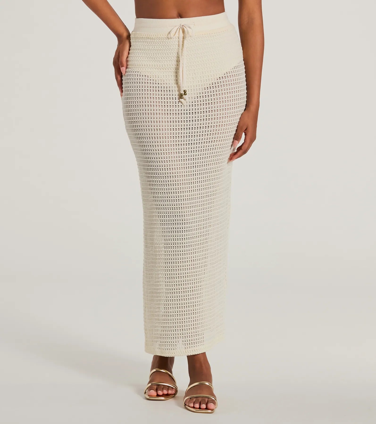 Sunny Chic High Slit Crochet Maxi Skirt - Image 8