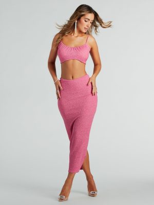 Glittery Vibes High Slit Maxi Skirt