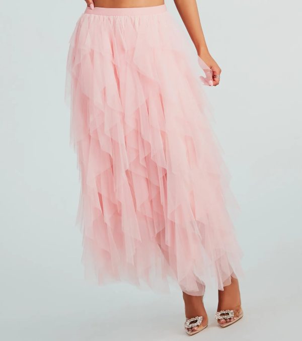 A Little Drama Ruffled Tulle Midi Skirt - Image 2