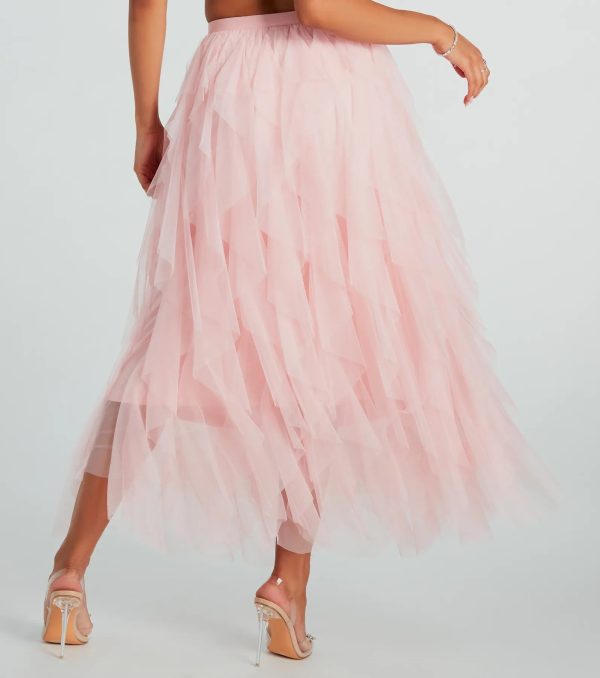 A Little Drama Ruffled Tulle Midi Skirt - Image 3