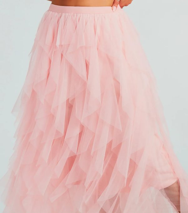 A Little Drama Ruffled Tulle Midi Skirt - Image 4