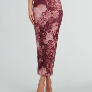Stroll The Garden Mesh Floral Maxi Skirt