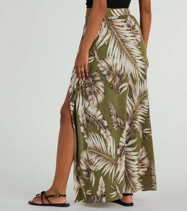 Tropical Breeze Printed Dual-Slit Maxi Skirt - Image 3