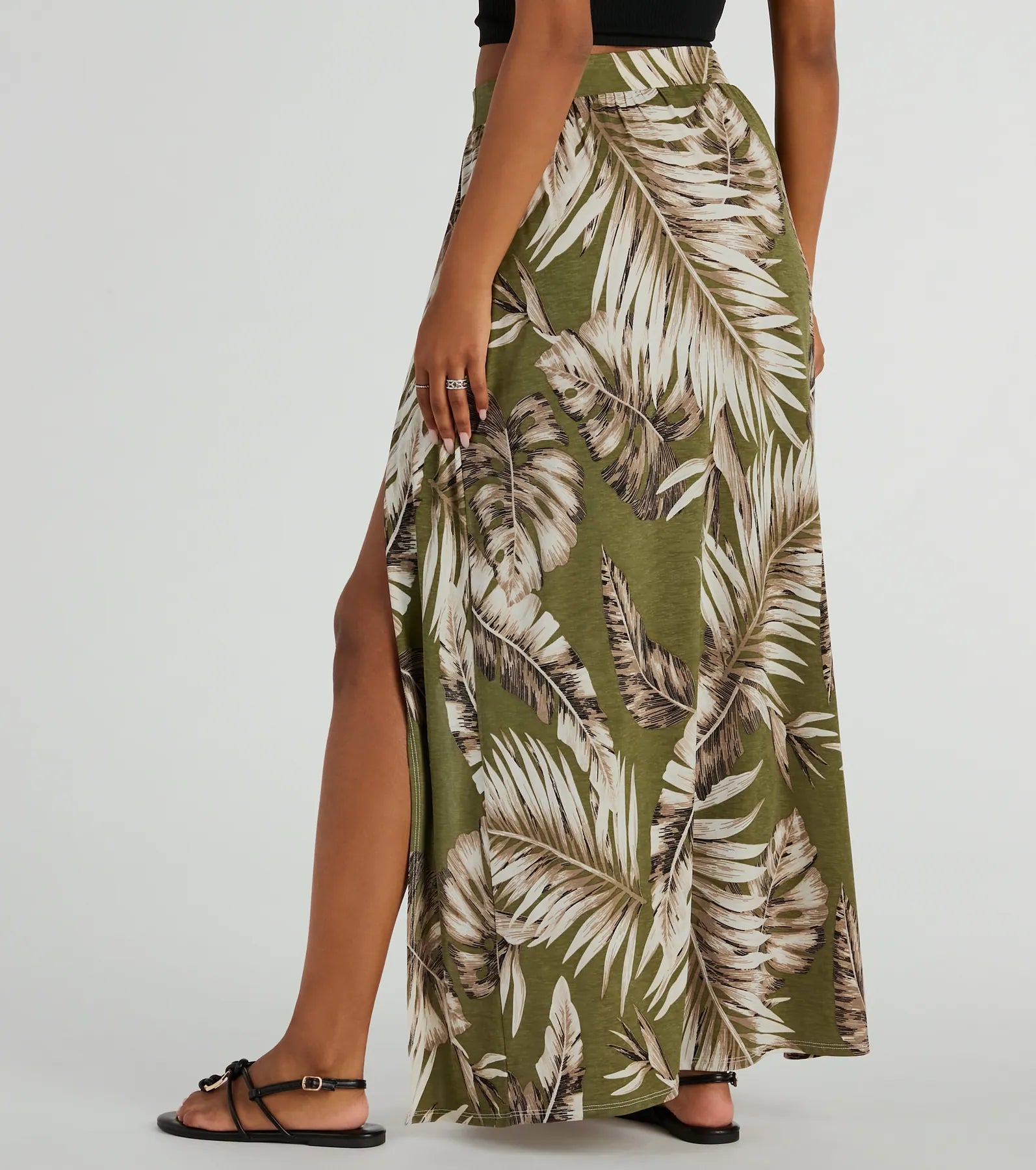 Tropical Breeze Printed Dual-Slit Maxi Skirt - Image 3