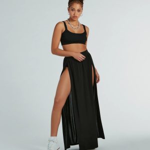 Statement Made High-Rise Dual-Slit Maxi Skirt