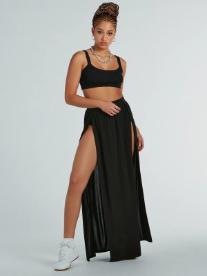 Statement Made High-Rise Dual-Slit Maxi Skirt