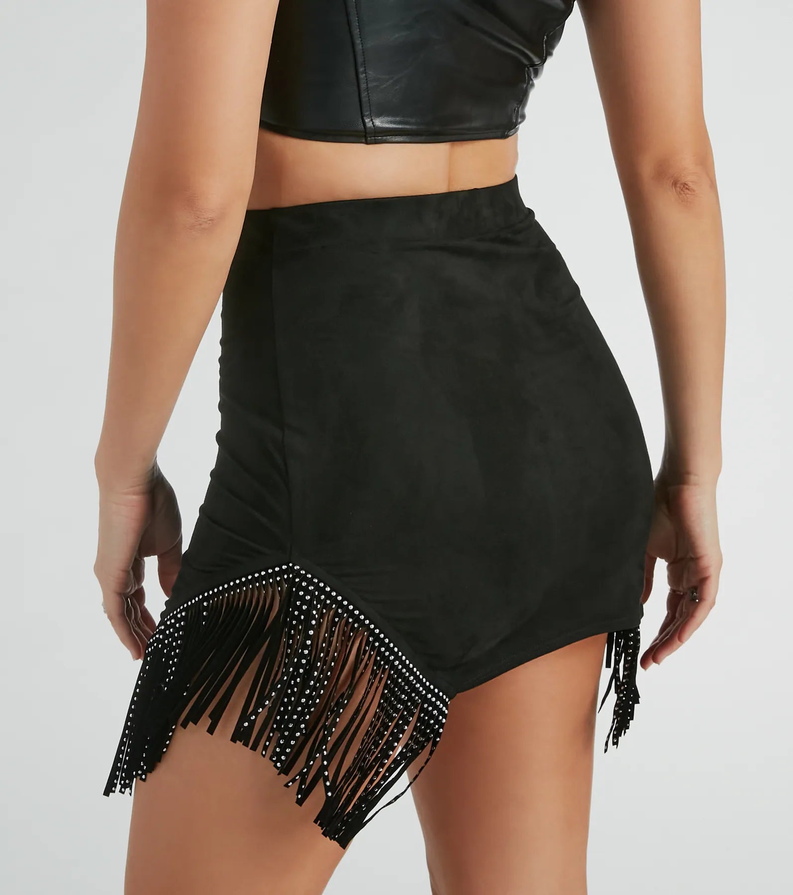Bring The Drama Fringe Faux Suede Mini Skirt - Image 3