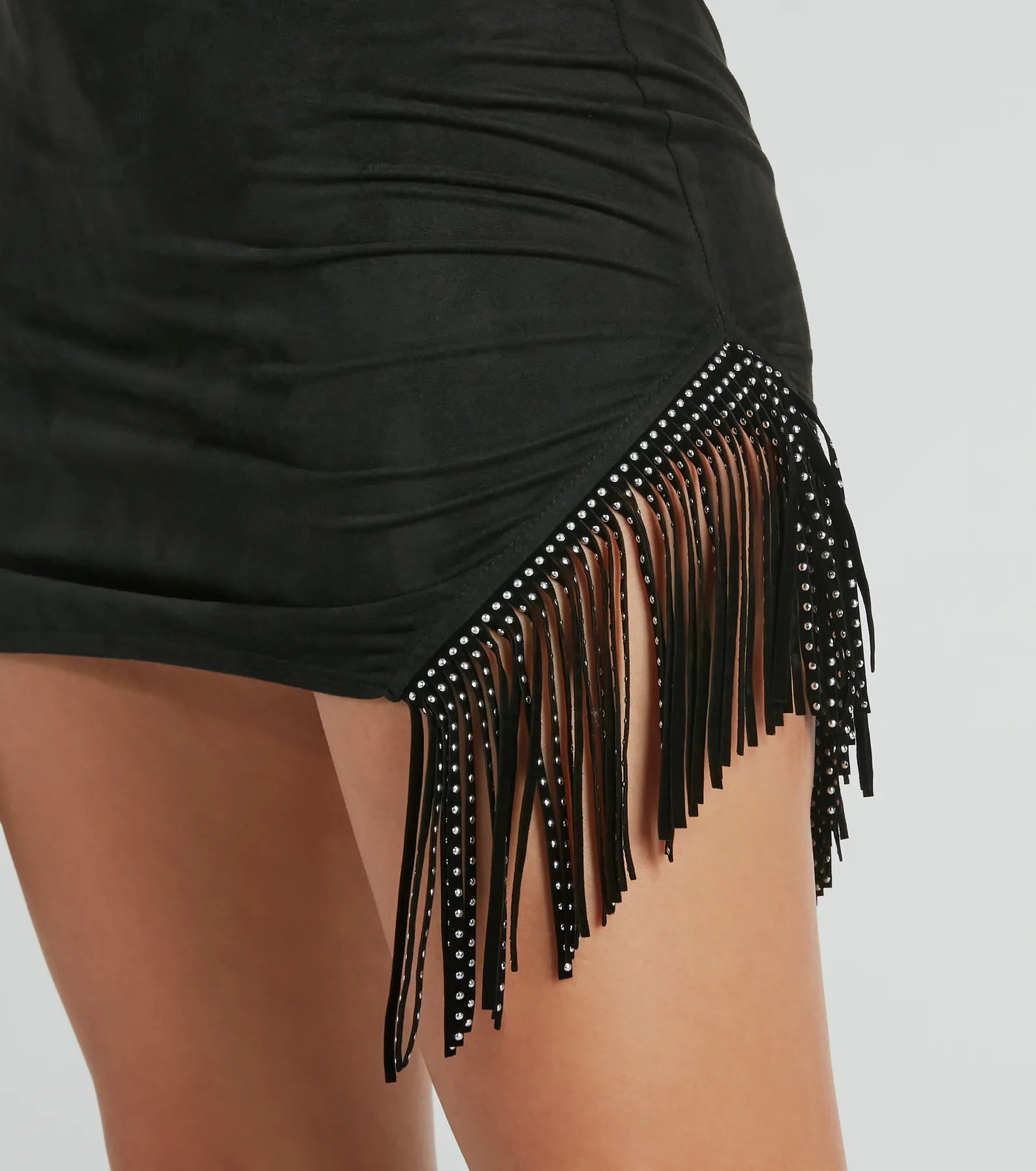 Bring The Drama Fringe Faux Suede Mini Skirt - Image 4