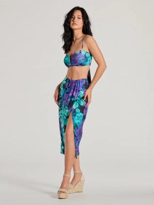 Tropical Vacay High-Rise Slit Midi Skirt