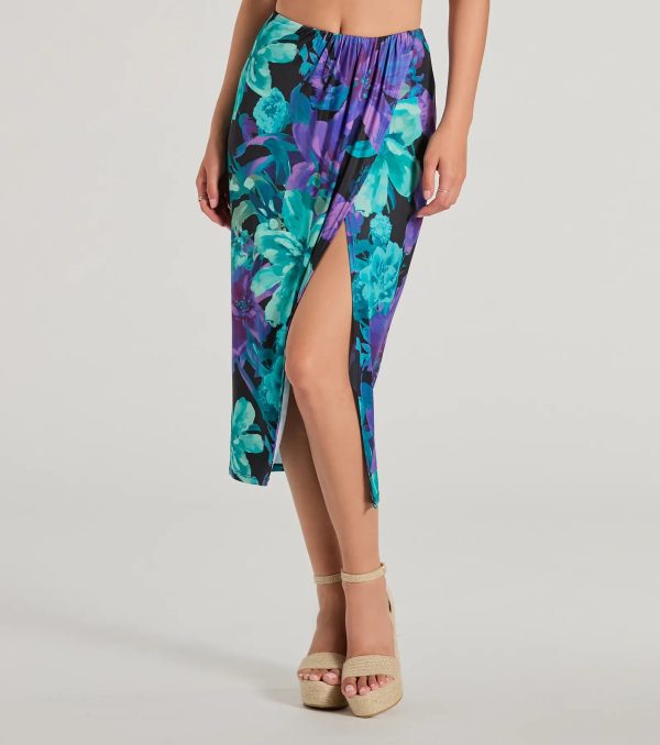 Tropical Vacay High-Rise Slit Midi Skirt - Image 4