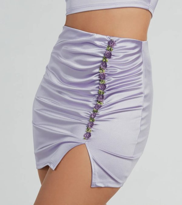 Flirty Arrival Floral Trim Knit Mini Skirt - Image 2
