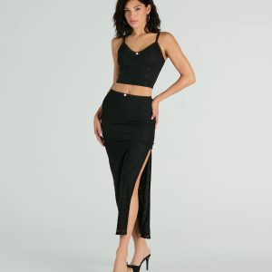 Alluring Dream High-Rise Lace Rosette Maxi Skirt