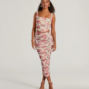 Blooming Bliss High-Rise Bodycon Floral Maxi Skirt