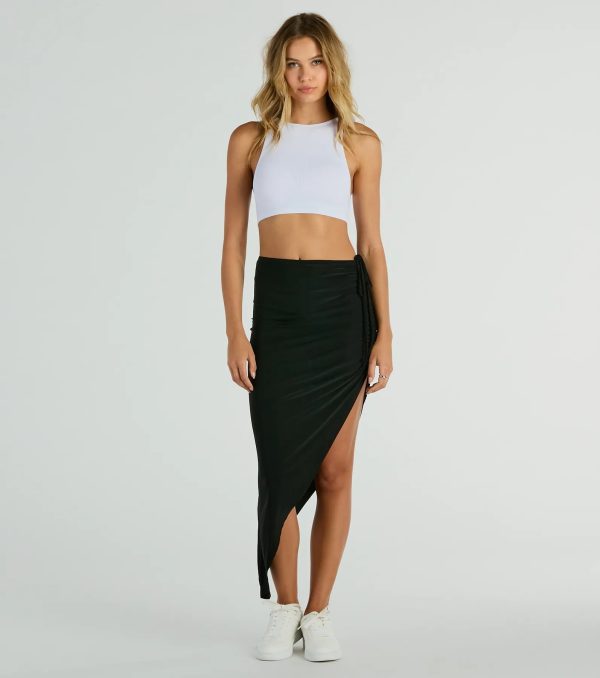 Social Girlie High Rise Slit Midi Skirt - Image 5