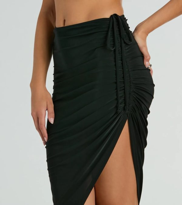 Social Girlie High Rise Slit Midi Skirt - Image 8