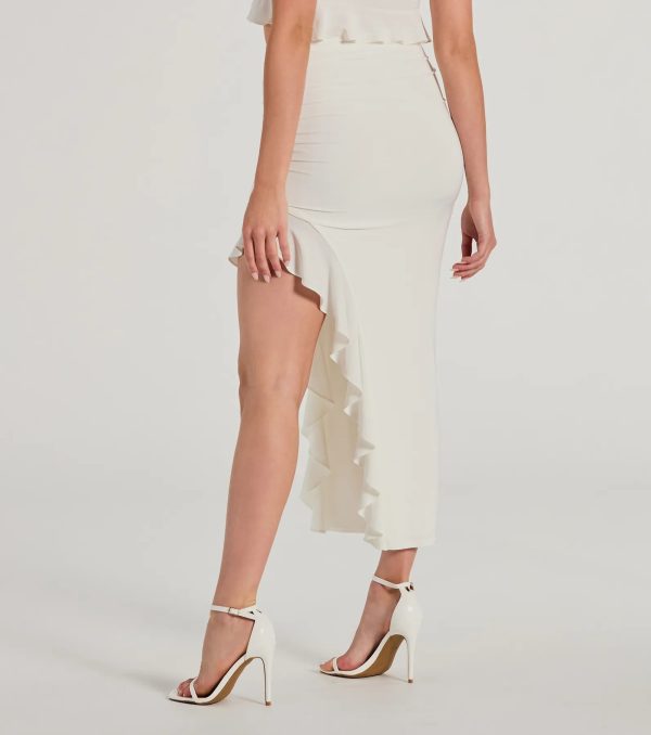 Flirty Moves Ruffled Slit Knit Midi Skirt - Image 2