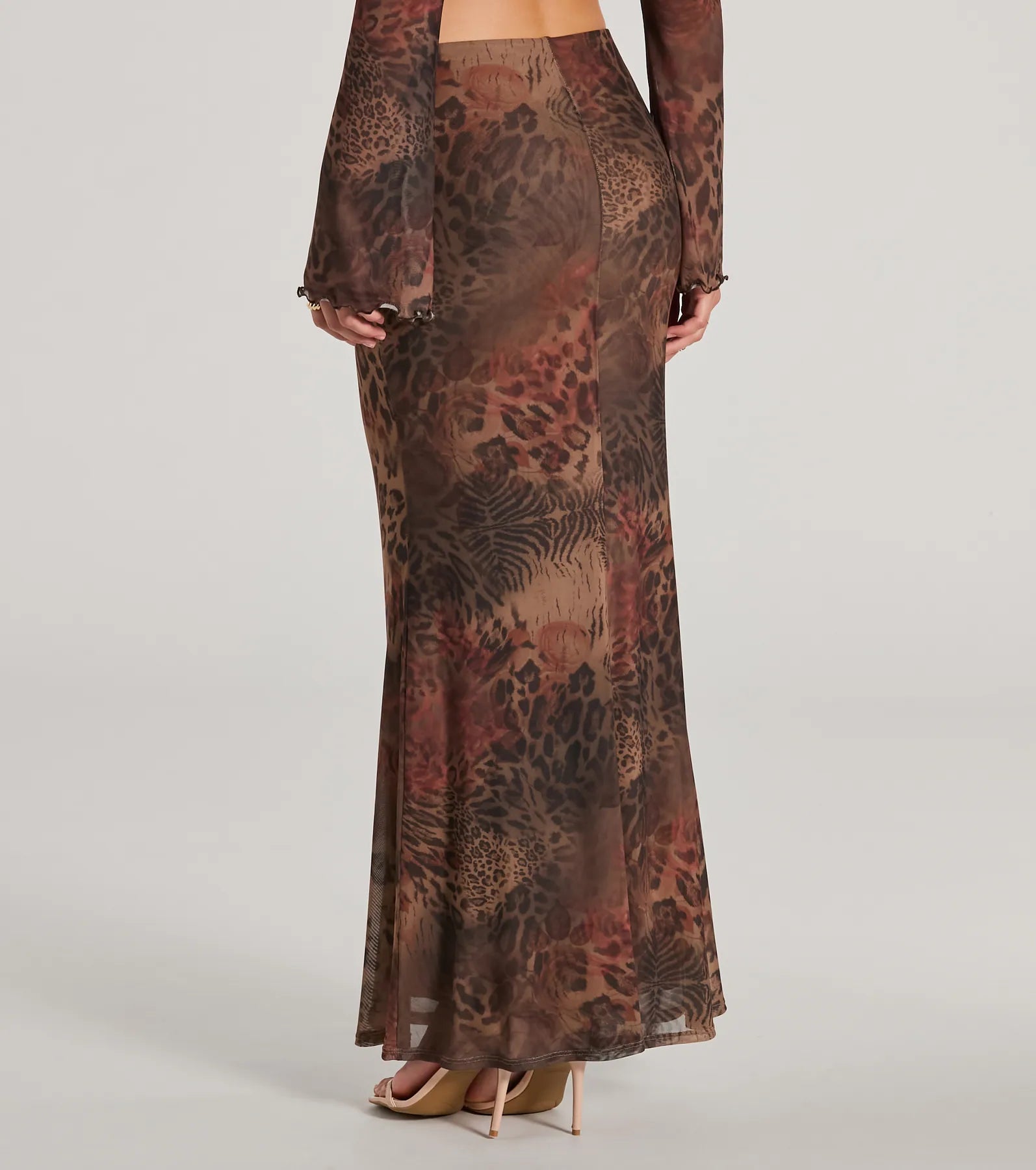 Wildy Sultry High Rise Leopard Floral Maxi Skirt - Image 2