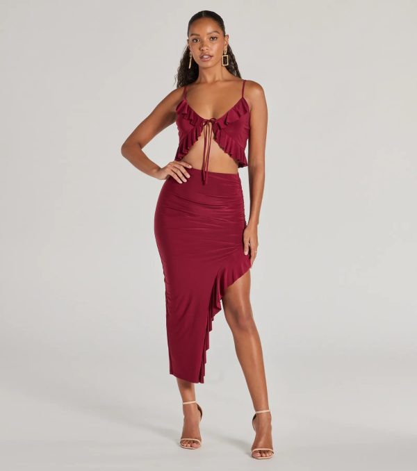 Flirty Moves Ruffled Slit Knit Midi Skirt - Image 5