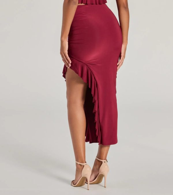 Flirty Moves Ruffled Slit Knit Midi Skirt - Image 6