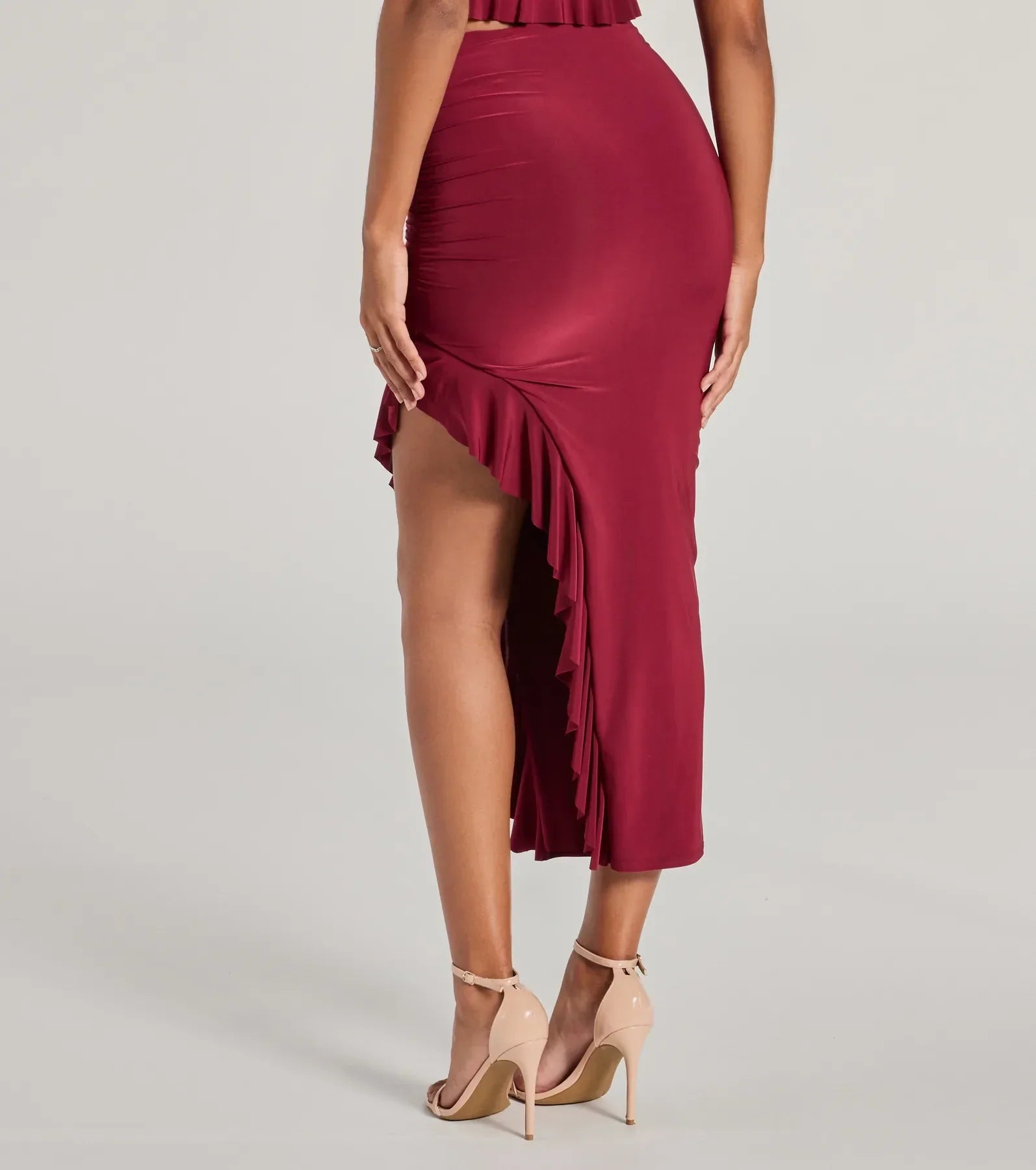 Flirty Moves Ruffled Slit Knit Midi Skirt - Image 6