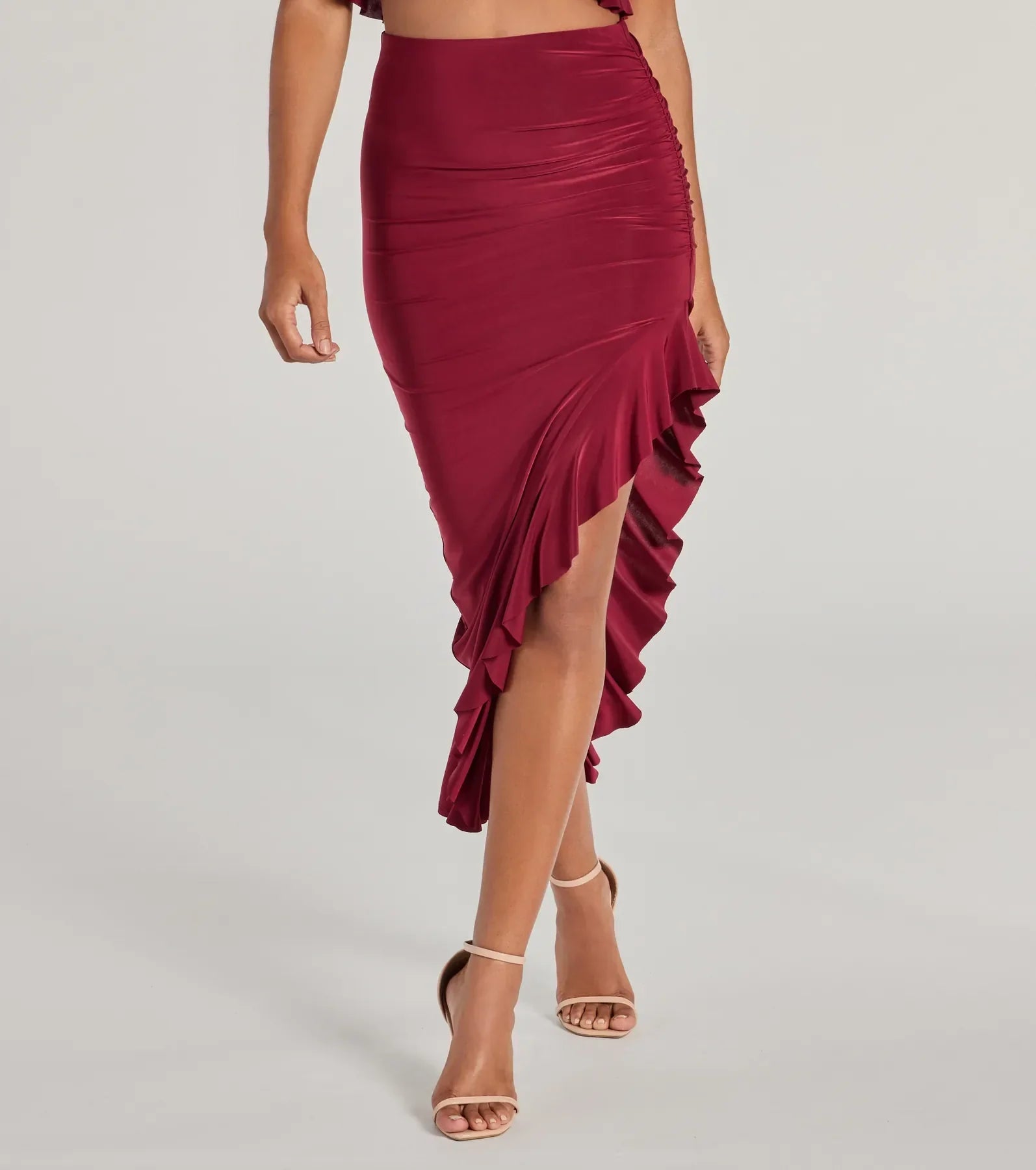 Flirty Moves Ruffled Slit Knit Midi Skirt - Image 8