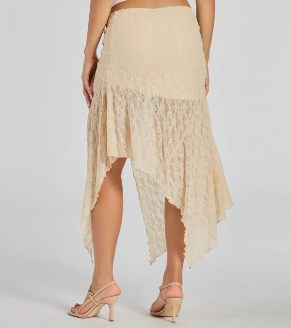 Breezy Boho Sheer Lace Asymmetric Maxi Skirt - Image 2