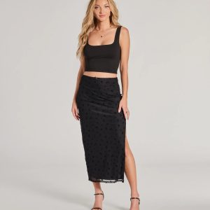 Evening Perfection High-Rise Flocked Floral Maxi Skirt