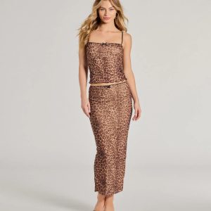 Forever Fierce Leopard Print and Bow Maxi Skirt