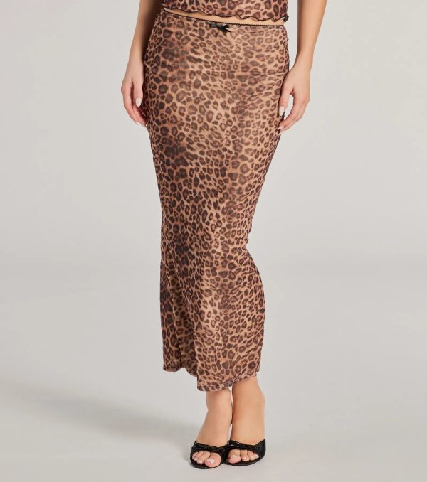 Forever Fierce Leopard Print and Bow Maxi Skirt - Image 4